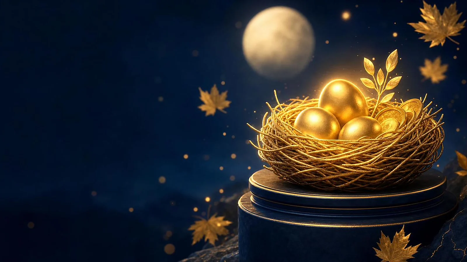 RRSP in Canada — illustration of a glowing golden retirement nest egg and money tree under a protective dome, tax-deferred retirement savings held in a segregated fund contract